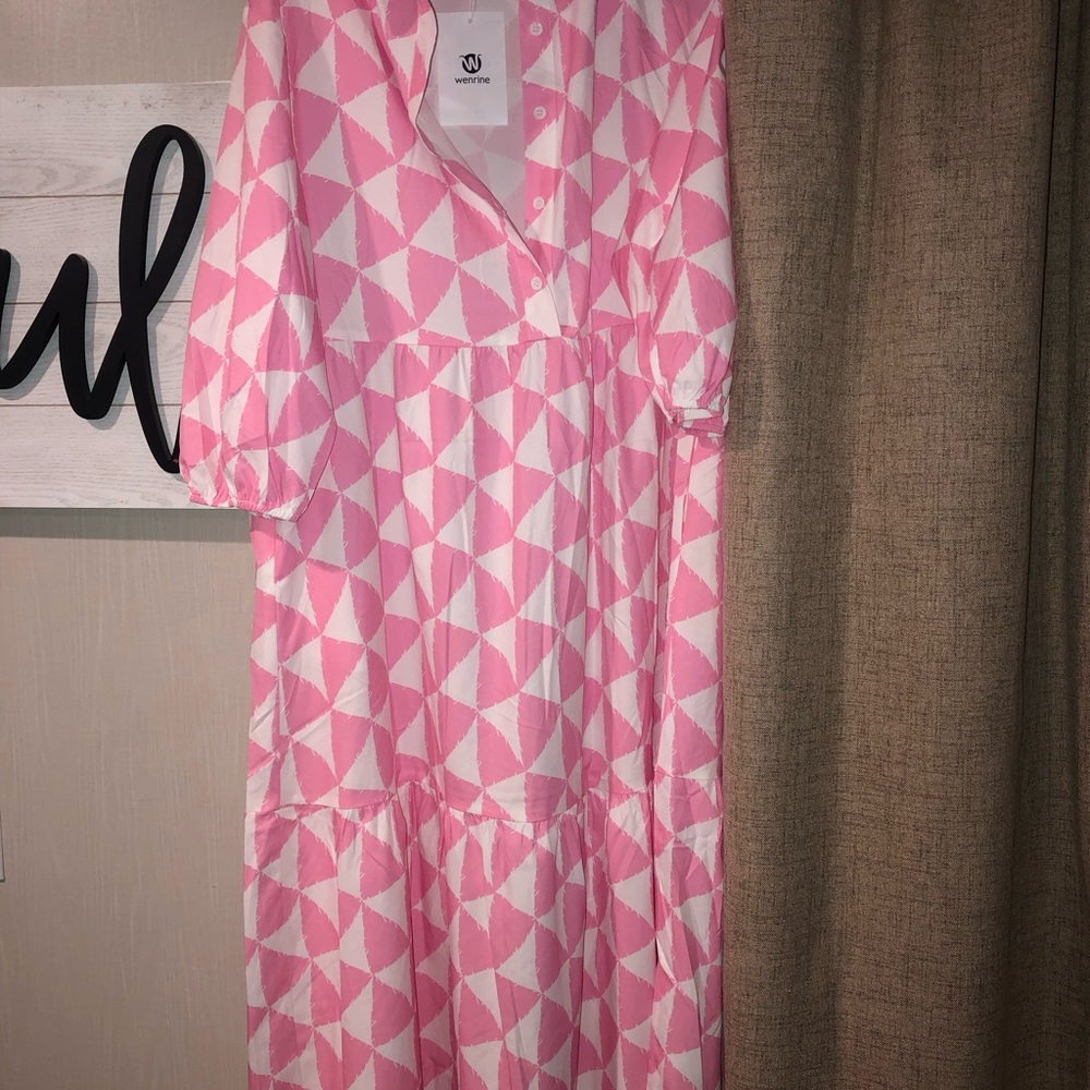 Pink Geometric Kids Dress